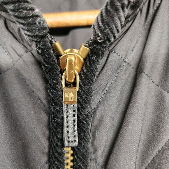 Ralph Lauren LRL Vest Women Large Black Hunting Shooting Corduroy Shoulder Patch - Picture 7 of 10